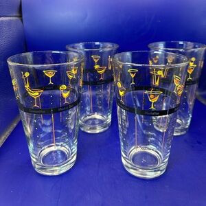 MCM Libbey Bartender Mix Recipe Glasses, 7 classic drinks featured, set of 4